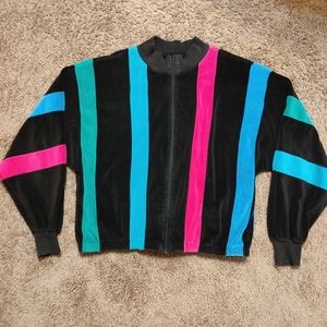 Vintage Michele Palmer Colorblock Crew Zip